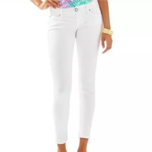 [Lilly Pulitzer] Worth Skinny Sateen Jean in Resort White